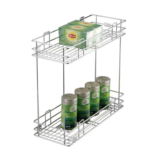 Stainless Steel Bottle Pull Out 2 Shelf 17"X20"(HxD) (Pack of 1 Piece)