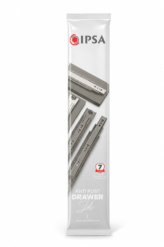 IPSA Telescopic Drawer Channel, Soft Close, 35kg Zinc (Set of 2Nos)