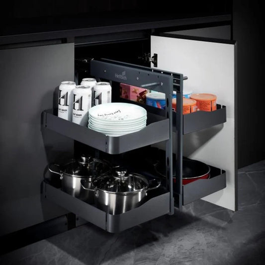 Hettich Magic Corner Universal - Soft-Close Blind Corner Storage (Iron Grey)