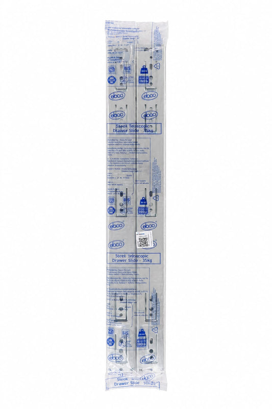 Ebco Sleek Telescopic Drawer Channel, Regular Close, 35 Kg Capacity, Zinc
